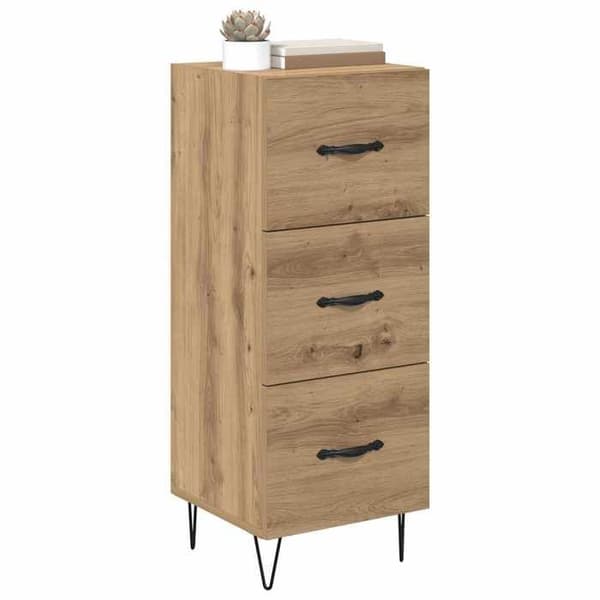 Maison Exclusive - Buffet i egetræ, håndlavet 34 x 34,5 x 90 cm Ingeniørtræ