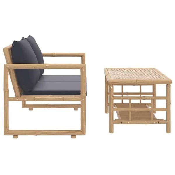 Maison Exclusive - Trädgårdsmöbler 2 delar med mörkgrå kuddar i bambu