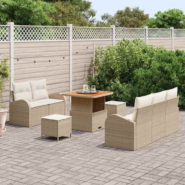 Lounge-soffor - MAISON EXCLUSIVE - 8-delat set - Modulerbart - Hållbar polyrotting - Akaciabordsskiva