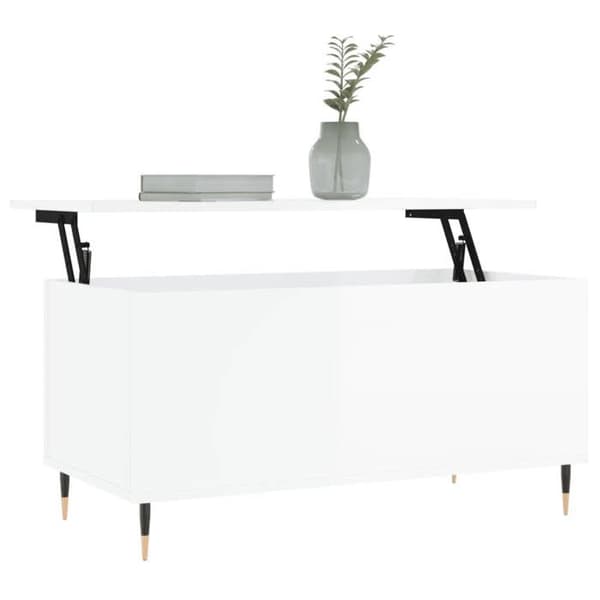 Maison Exclusive - Hvid blank sofabord 90x44,5x45 cm Ingeniørtræ