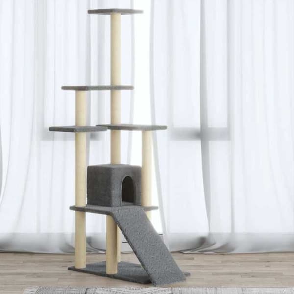 Maison Exclusive - Kattträd med sisal klöstrumpor Ljusgrå 155 cm ljusgrått