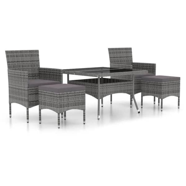 Maison Exclusive - Matgrupp för trädgård 5 delar flätad resin härdat glas Grå Grå