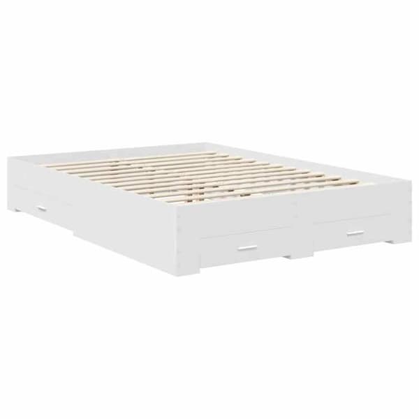 Maison Exclusive - Sängram med låda Vit 140 x 190 cm Ingenjörsträ