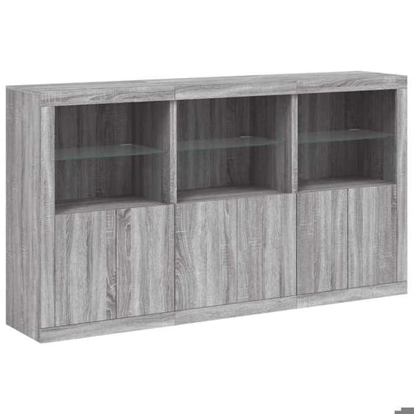 Maison Exclusive - Buffet LED-valoilla sonoma harmaa 181,5x37x100 cm