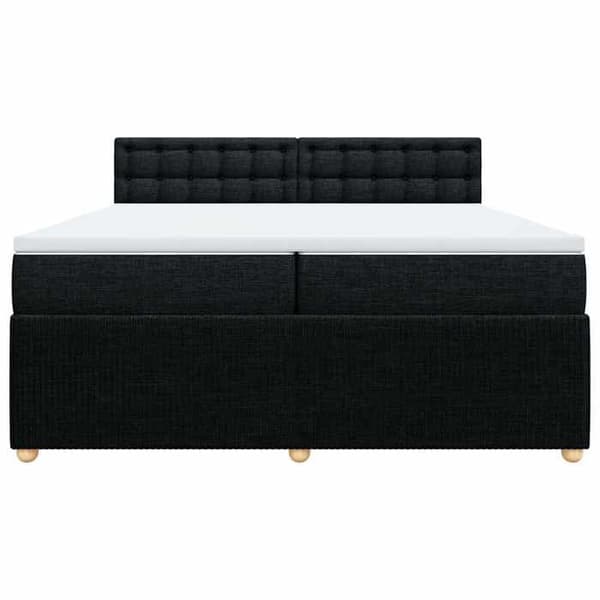 Maison Exclusive - Sengebund med lameller og madras sort 200x200 cm stof