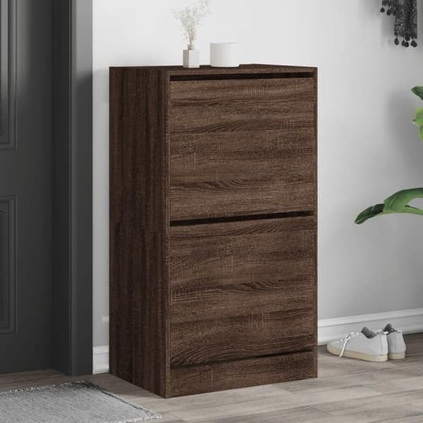 Maison Exclusive - Skab til sko med 2 foldbare skuffer i brun eg