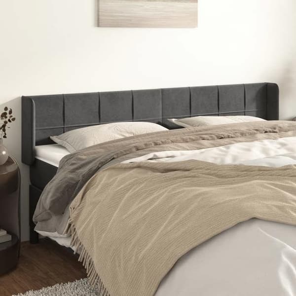 Maison Exclusive - Päätylevy korvilla Tummanharmaa 183x16x78/88 cm Sametti mörkgrå