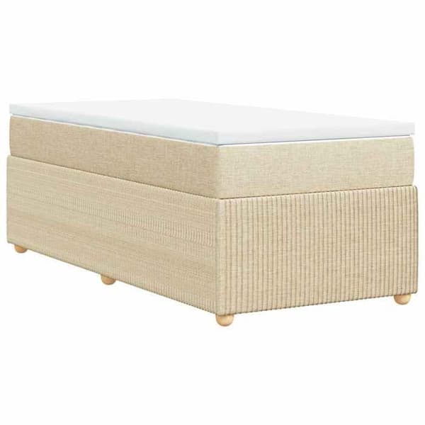 Maison Exclusive - Sengebund med lameller og madras Creme 80x200 cm Stof