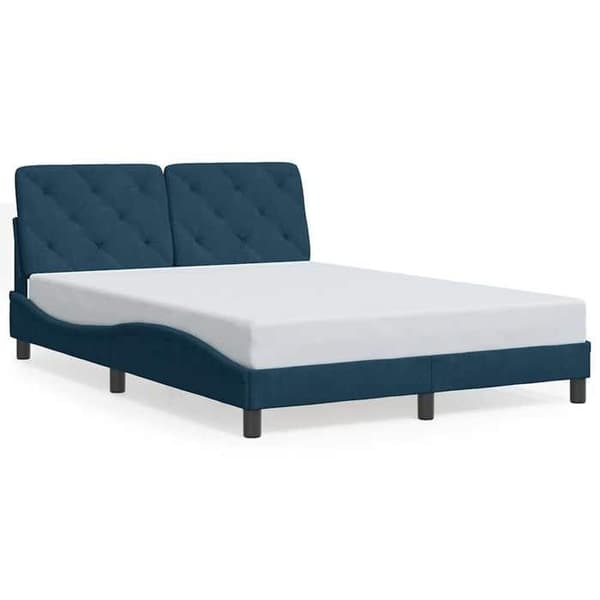 Maison Exclusive - Sängram utan madrass blå 140x190 cm sammet