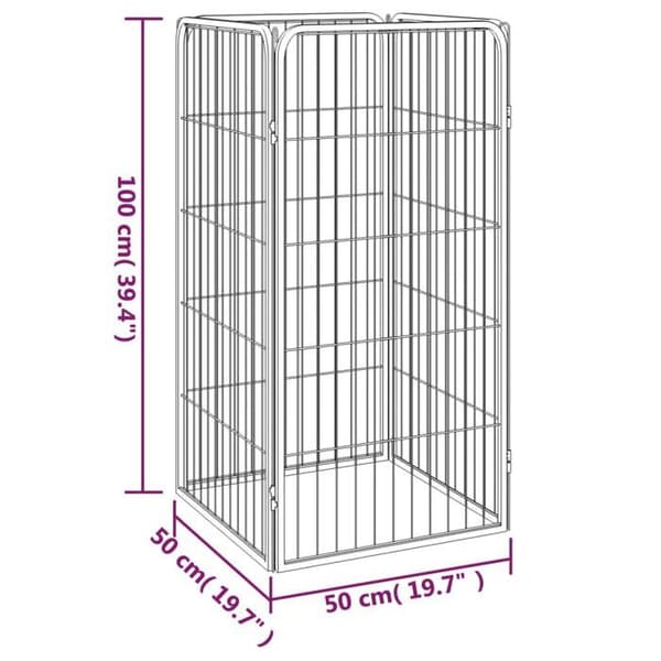 Eksklusivt Hus - Hundepark 4 paneler Sort 50x100cm Pulverlakeret stål Svart