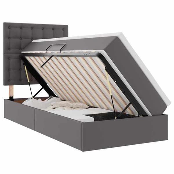 Sängram 1 plats - MAISON EXCLUSIVE - Maison Exclusive - 100 x 200 cm - Grå konstläder - Hydraulisk lyftmekanism Grå