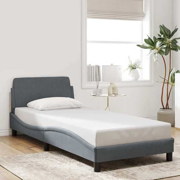 Sengestel - EKSKLUSIV HUS - Dover - Mørkegrå - 90x190 cm - Velour Mörkgrå