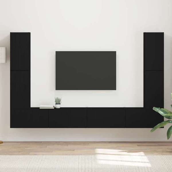 Maison Exclusive - 8 dele TV-møbel sæt Sort Ingeniørtræ