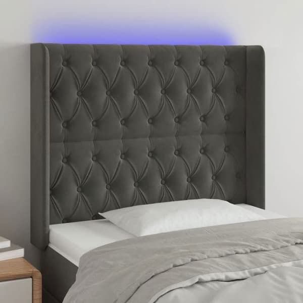 Maison Exclusive - LED Hovedgærde Mørkegrå 93x16x118/128 cm Velour mörkgrå