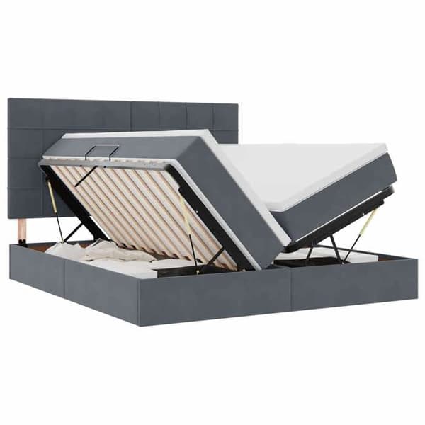 Maison Exclusive - Förvaringssäng med lagring Mörkgrå 200 x 200 cm Sammet Mörkgrå