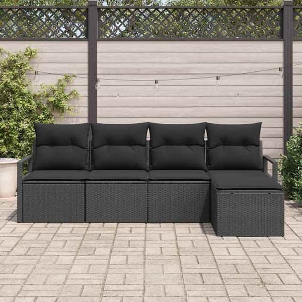 Maison Exclusive - 5 osan sohvasetti musta polyrottinki