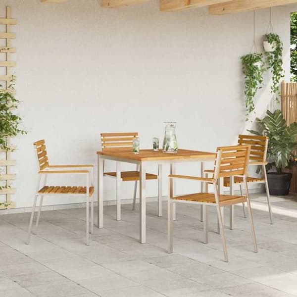 Maison Exclusive - Havestol 4 stk Massivt akacietræ og rustfrit stål