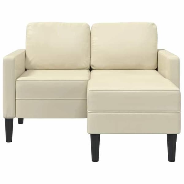 Maison Exclusive - 2-sits soffa med L-formad divan i crème 125 cm konstläder