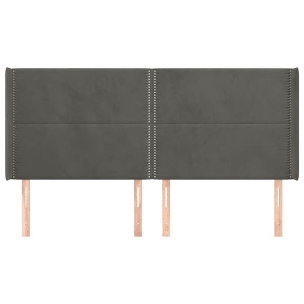 Maison Exclusive - Päätylevy korvilla Tummanharmaa 183x16x118/128 cm Sametti mörkgrå