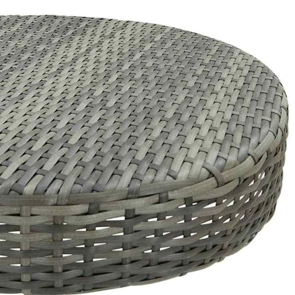 Trädgårdsbord - EXKLUSIV HEM - Rund 106 cm - Grå - Flätad resin - Stålram Grå