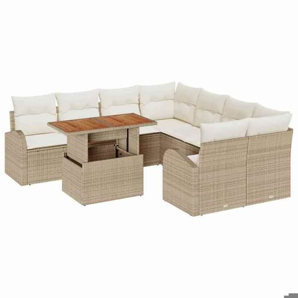 Maison Exclusive - 9 osan beige ja kerma värinen puutarhakalustesarja