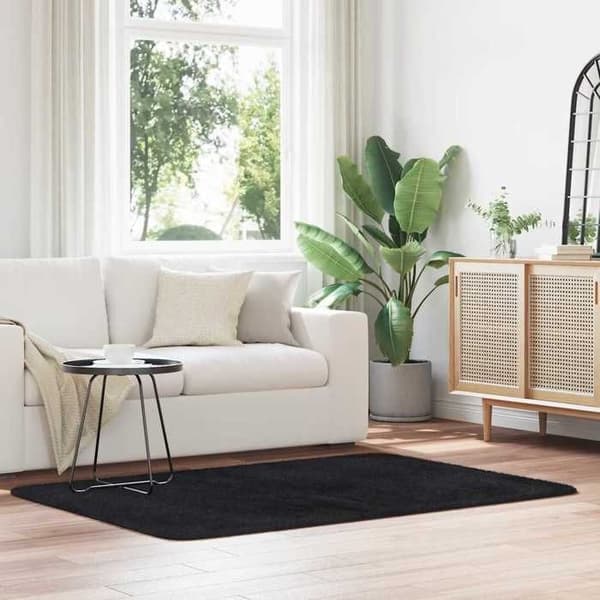 Tæppe - EKSKLUSIVT HUS - NAVARRA - 120x170 cm - Polyester - Antiskrid shaggy Svart