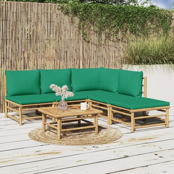 Maison Exclusive - Havegruppe 6 stk med bambusgrønne puder
