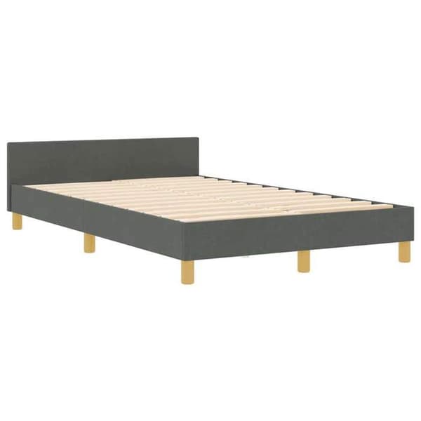 Sängram - EXKLUSIV HEM - 120 x 200 cm - Huvudgavel ingår - Mörkgrå sammet - Dold förvaring Mörkgrå