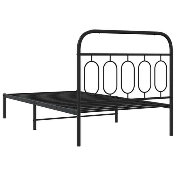 Sengestel - EKSKLUSIV HUS - 107 x 203 cm - Sort stål - Hovedgærde inkl. - Opbevaring under seng Svart