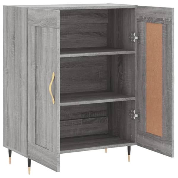Buffé - EXKLUSIVT HUS - Sonoma grå 69,5x34x90 cm - Ingenjörsträ - Stort kapacitet - Väggmontering ingår sonoma grå
