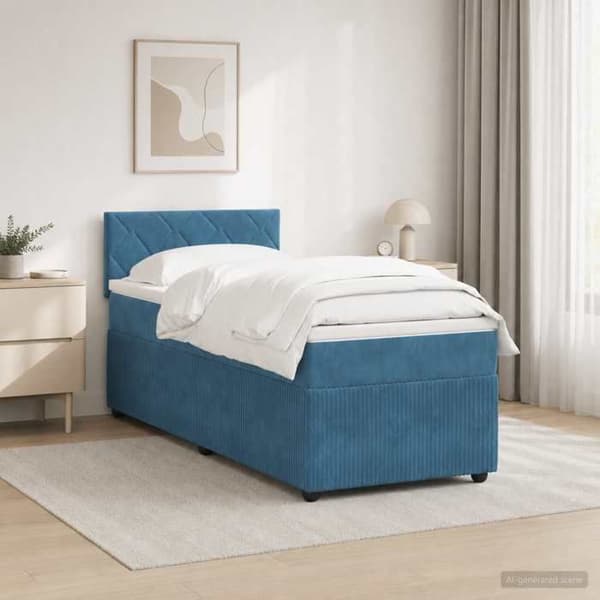 Maison Exclusive - Boxspring-sänky sinisellä patjalla 90 x 190 cm Sametti Blå