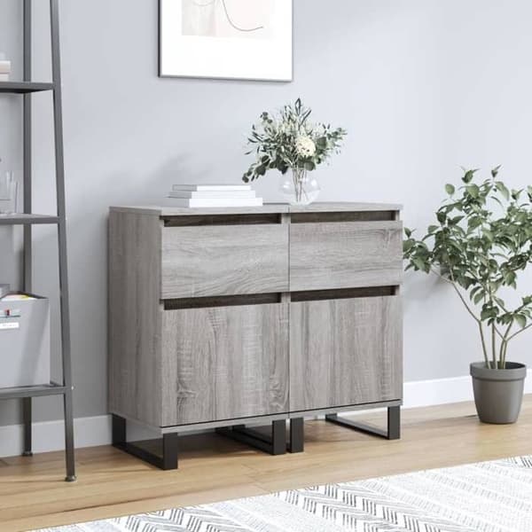 Buffet - EKSKLUSIVT HUS - Sonoma grå - Ingeniørtræ - 40x35x70 cm - 2 dele sonoma grå
