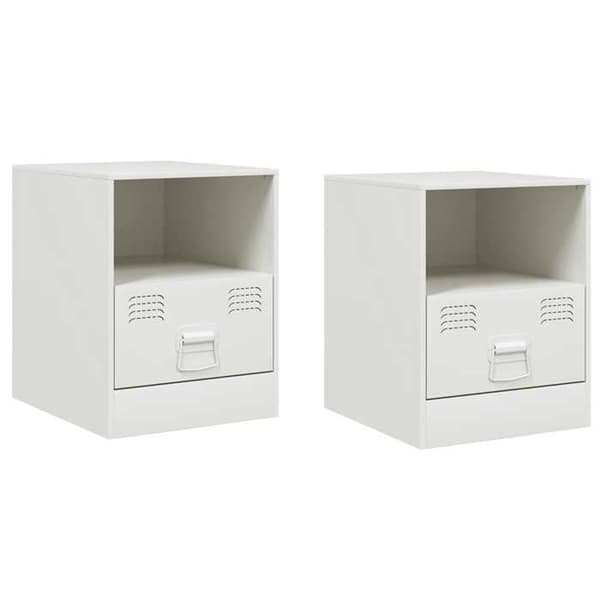 Maison Exclusive - Sängbord 2 st vit 34,5x39x44 cm stål
