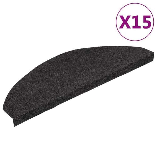 Maison Exclusive - Selvklæbende trappetæpper 15 stk 65x22,5x3,5 cm Sort Svart