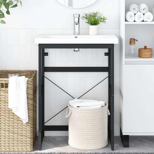 Maison Exclusive - Badeværelsesvaskeramme Sort 59x38x83 cm Jern