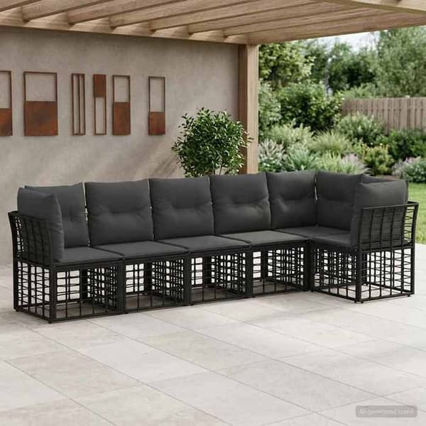 Maison Exclusive - 6-delt have-sofa sæt i sort polyrotin
