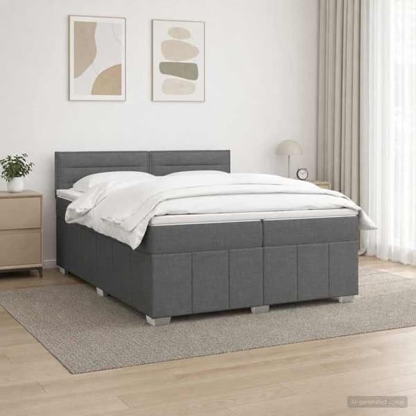 Maison Exclusive - Boxspring-säng med LED och mörkgrå madrass 200 x 200 cm Tyg