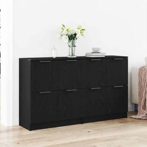 Buffet 2 dele - EKSKLUSIVT HUS - Moden - Sort eg - Ingeniørtræ - 60 x 30 x 70 cm svart ek