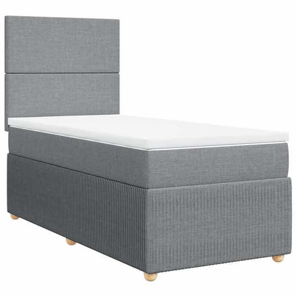 Maison Exclusive - Seng med lameller og madras Grå lys 100x200cm Stof