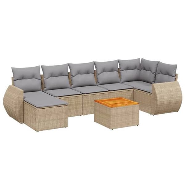 Maison Exclusive - Trädgårdsmöbler med kuddar 8 delar beige flätad resin