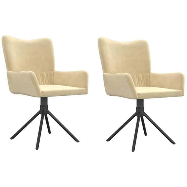 Maison Exclusive - Snurrstolar för matplats, set om 2, Creme Sammet Grädde