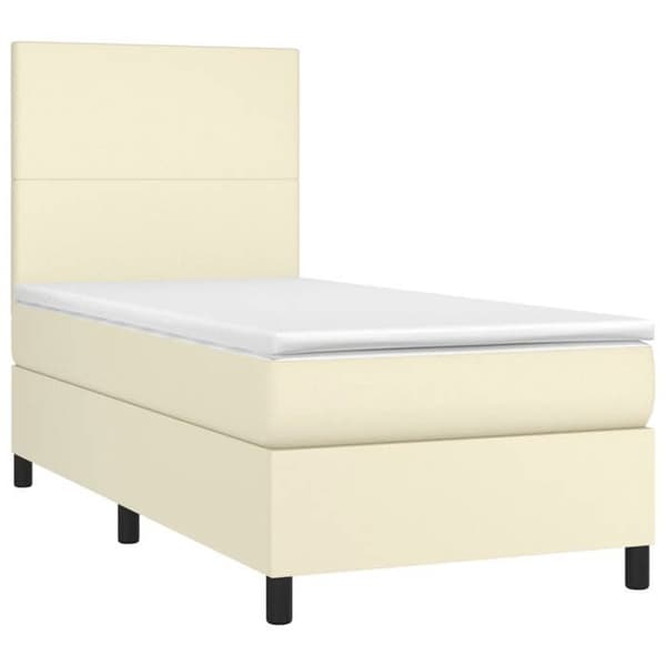 Maison Exclusive - Sengebund med lameller og madras samt LED Creme 90x200 cm