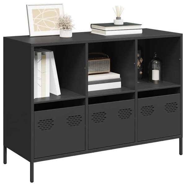 Maison Exclusive - Musta buffet 101,5x39x73,5 cm kylmävalssattua terästä