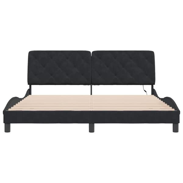 Maison Exclusive - Sengestel med LED uden madras sort 180x200 cm fløjl