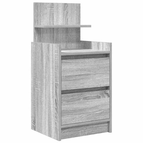 Natskab - EKSKLUSIV HUS - 38x34x80 cm - 2 skuffer - Sonoma grå - Ingeniørtræ sonoma grå