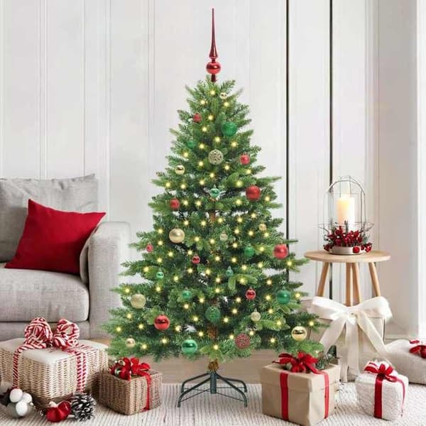 Kunstig juletræ - EKSKLUSIV HUS - Kegleformet - 150 LED - 150 cm - Grøn, USB 5V Grön