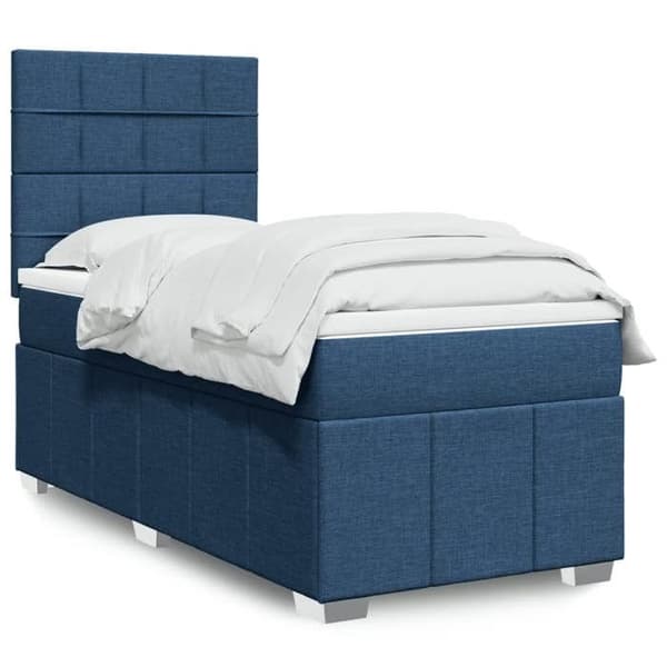 Maison Exclusive - Sengestel med springmadras Blå 90x200 cm Stof