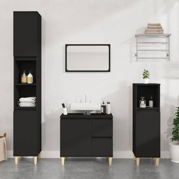 Maison Exclusive - Sort badeværelsesskab 65x33x60 cm i ingeniørtræ