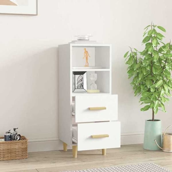 Maison Exclusive - Buffé Vit 34,5x34x90 cm Ingenjörsträ