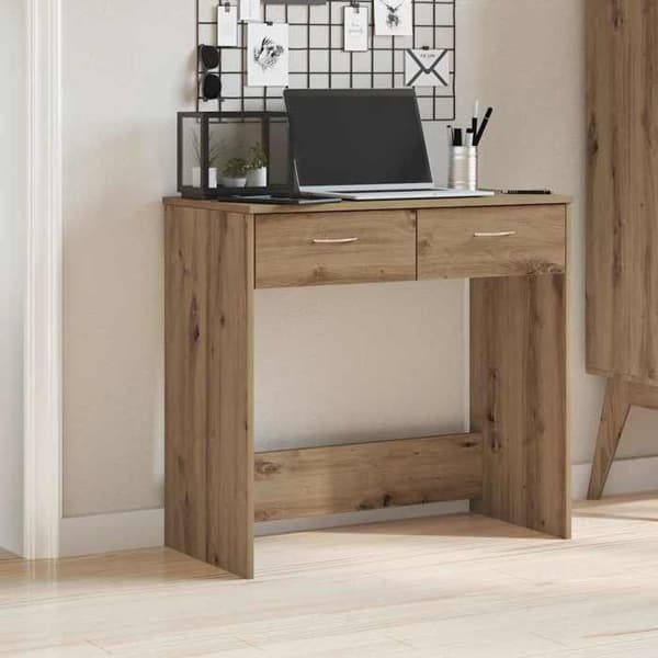 Maison Exclusive - Håndlavet egetræskontor 80x40x75 cm ingeniørtræ Ek